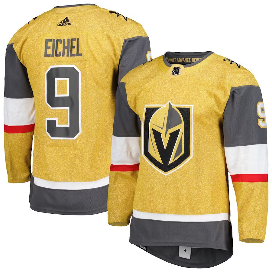 Men Vegas Golden Knights 9 Jack Eichel adidas Gold Primegreen Authentic Pro Alternate Player NHL Jersey
